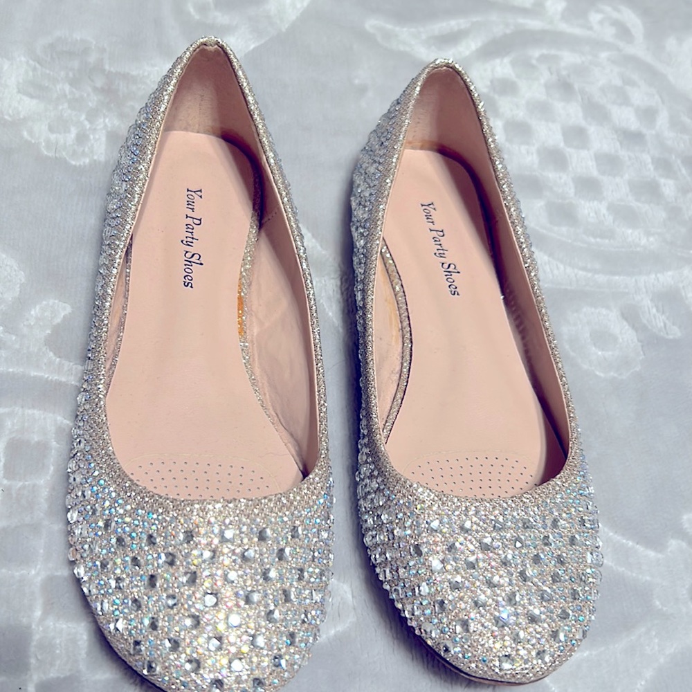 Your Party Shoes, Rhinestone Flats, Size 7